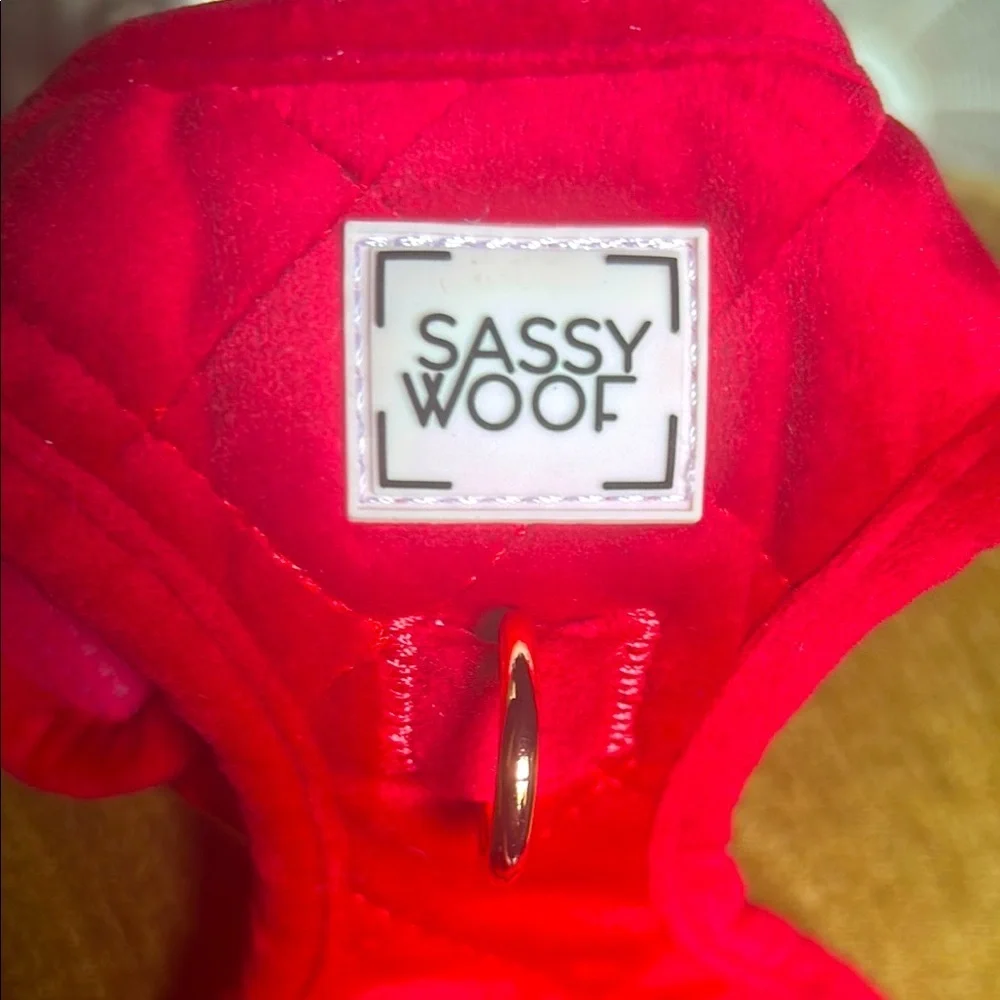 New Sassy Woof Red Velvet Dog Harness XXS